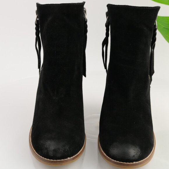 Dolce Vita Womens Lanie Boots Size 9.5 Black Suede Block Heel Distressed Booties - Picture 3 of 12
